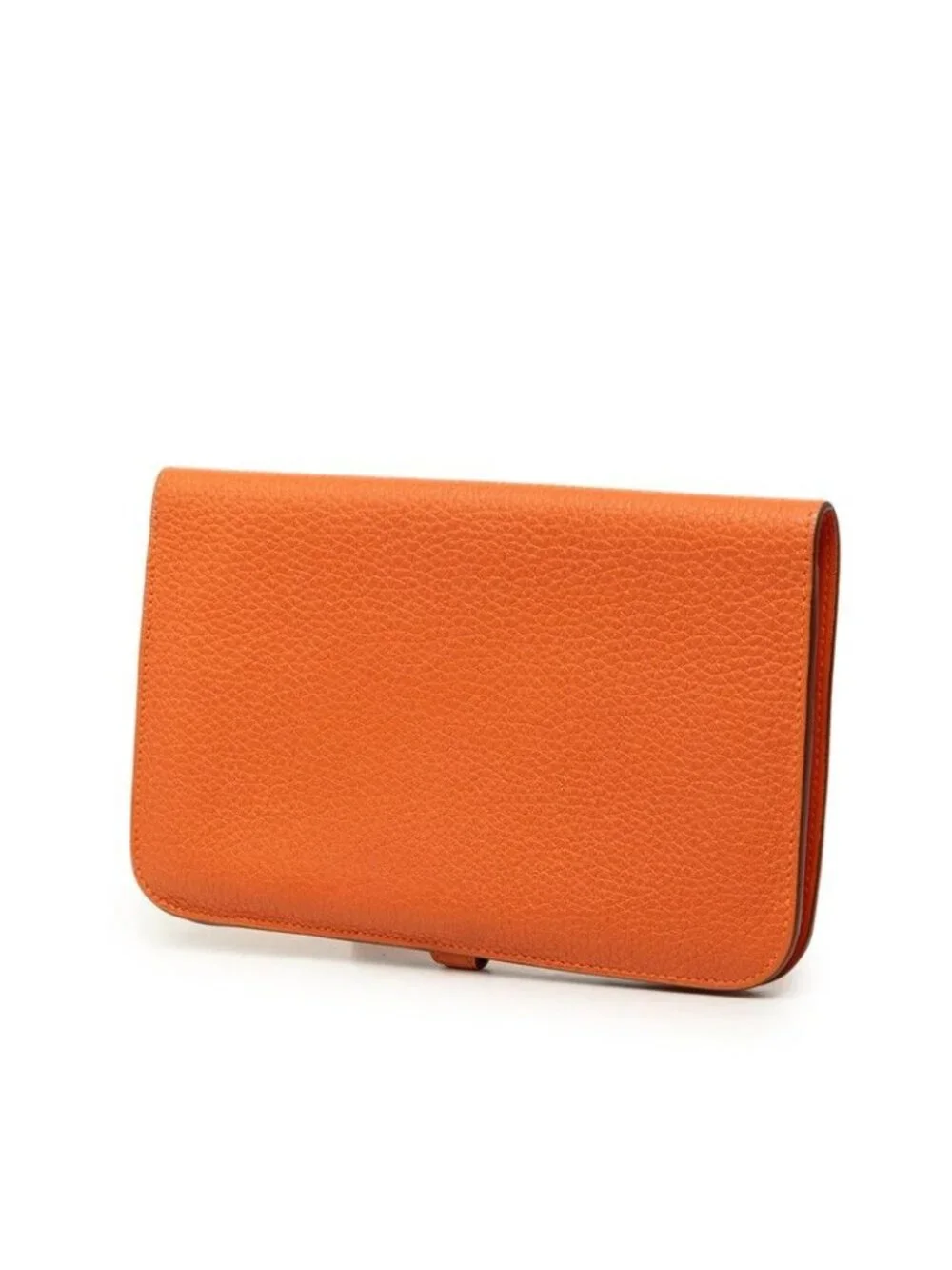 Hermes Dogon Duo Wallet Orange Silver Taurillon Clemence